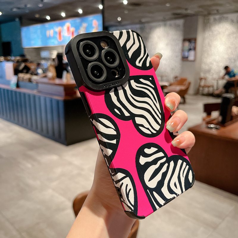 Pink Zebra Love Soft Silicon Case HP iP iPhone 6 6S 7 8 14 + Plus SE 2020 2022 X XS XR 11 12 13 Pro Max New FTD Casing Apple