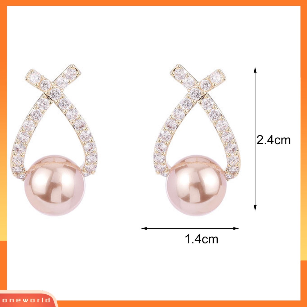 [WOD] Anting Tusuk Wanita Perhiasan Berlian Imitasi Berbentuk Salib Ringan Tahan Lama Ear Studs Untuk Pernikahan