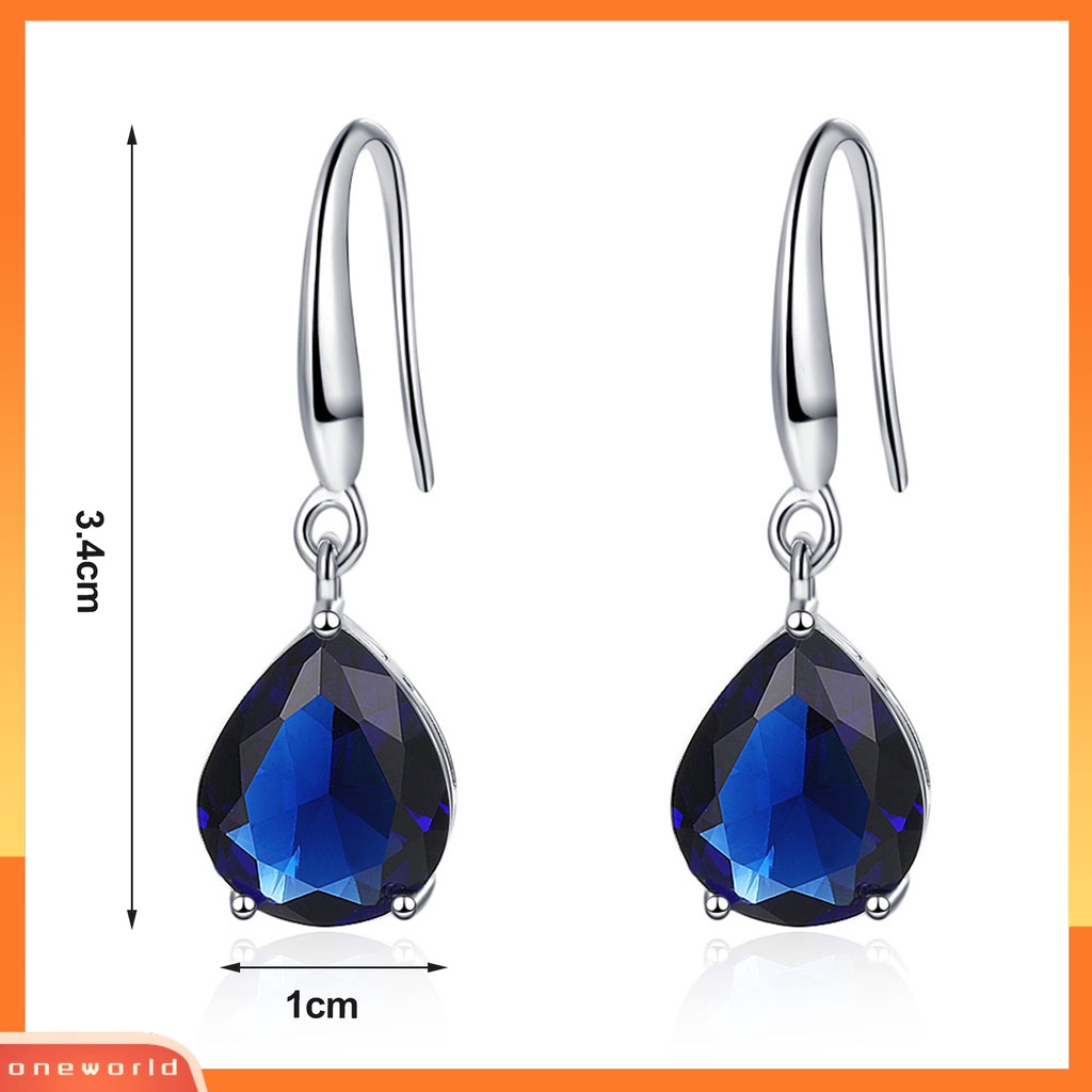 [WOD] 1pasang Anting Menjuntai Temperamen Elegan Cubic Zirconia Geometris Semua Pertandingan Hadiah Hias Wanita Tetesan Air Liontin Anting Perhiasan Pesta Untuk Pakaian Sehari-Hari