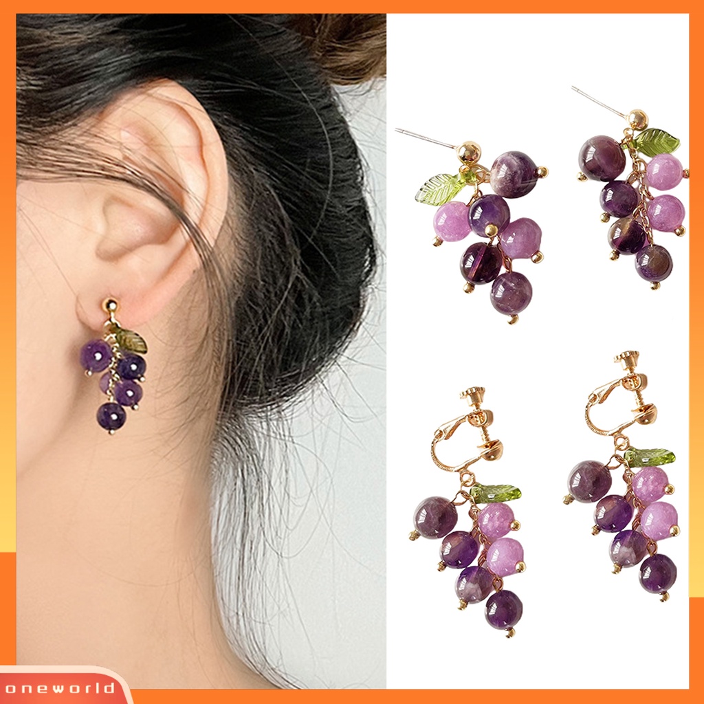 [WOD] 1pasang Hidup Menawan Menjuntai Anting Paduan Indah Buah Anggur Drop Stud Earrings Perhiasan Acessories