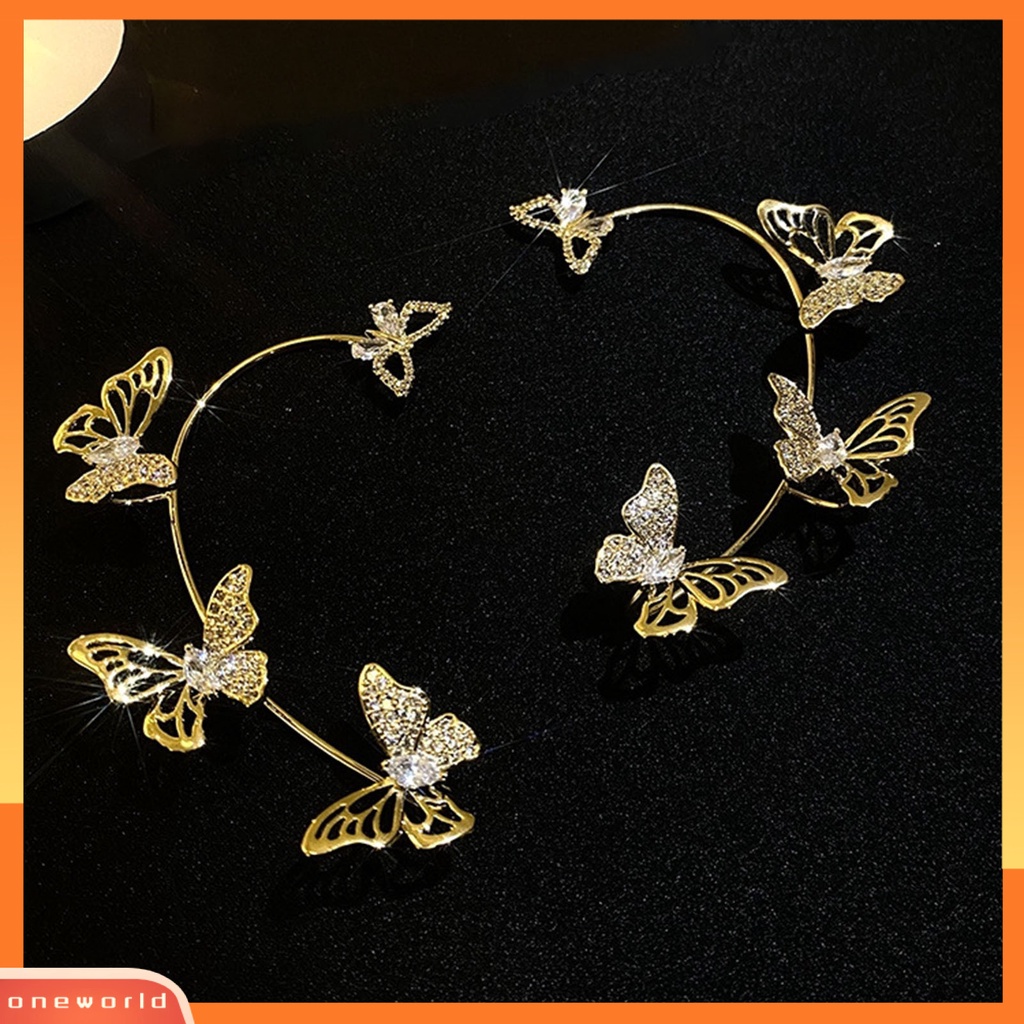 [WOD] 1pc Klip Anting Butterfly Hollow Out Tanpa Tindik Gaya Korea Indah Manset Telinga Untuk Pernikahan