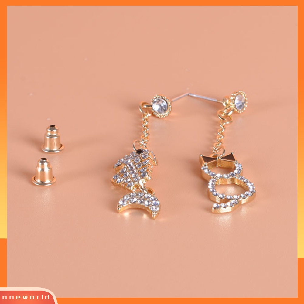 [WOD] Wanita Fashion Kucing Ikan Tulang Bentuk Panjang Menjuntai Telinga Studs Earrings Perhiasan Pesta