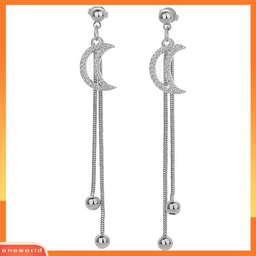 [WOD] 1pasang Anting Rumbai Electroplate Anti Gores Hias Berkilau Berlian Imitasi Perhiasan Earring Studs Perlengkapan Gaun