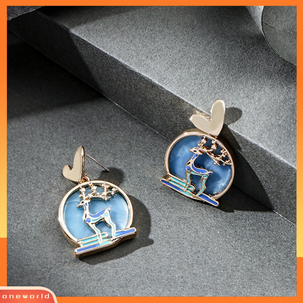 [WOD] 1pasang Ear Stud Motif Ikan Eye-catching Kait Telinga Bahan Metal Gaya China Untuk Wanita