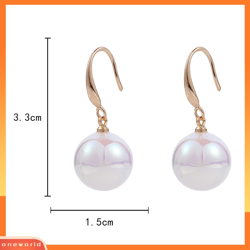 [WOD] 1pasang Anting Wanita High Gloss Elegan Temperamen Indah Putih Mutiara Imitasi Mengkilap Drop Earrings Perhiasan Pesta Pernikahan