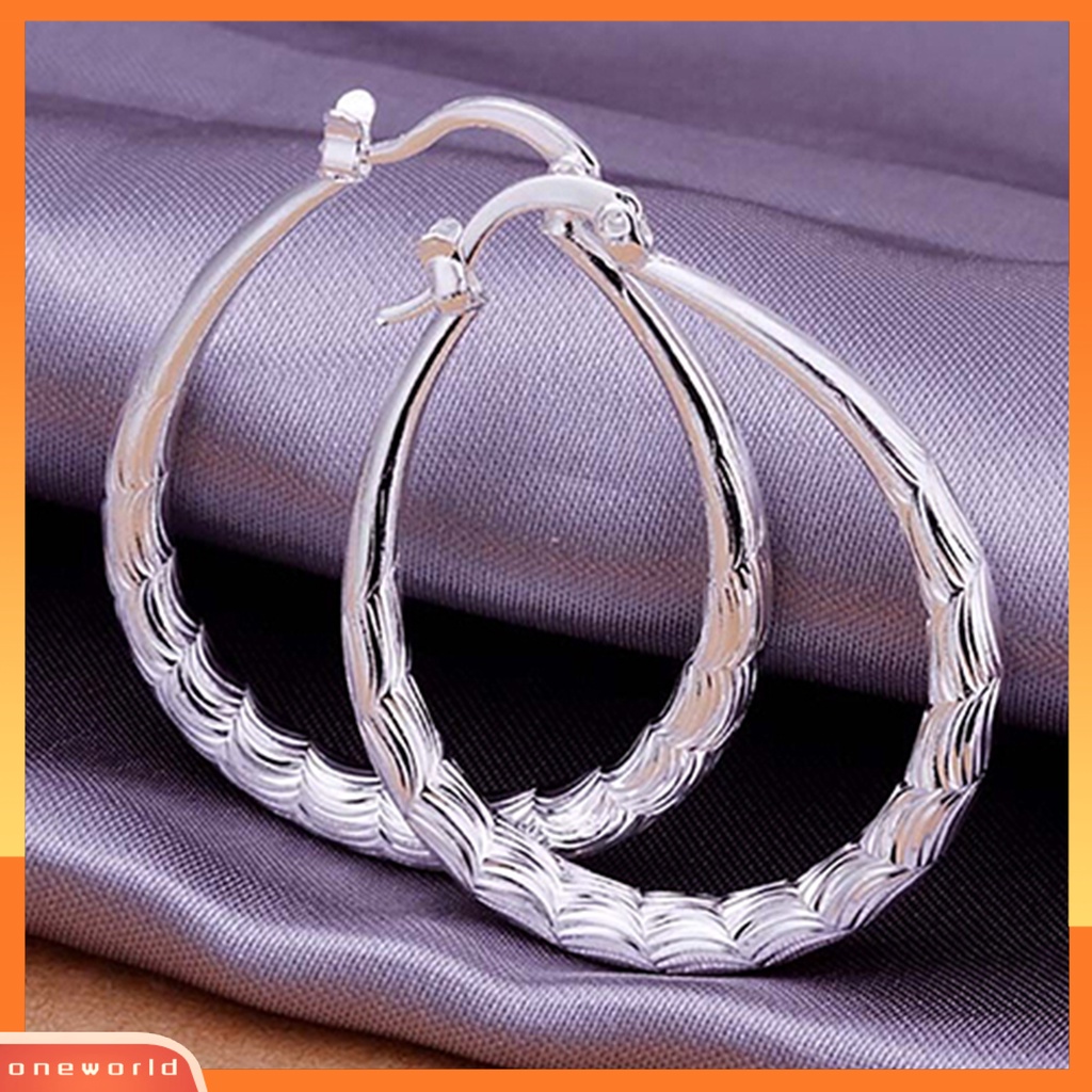 [WOD] Anting Indah U Bentuk Berlapis Perak Hoop Menjuntai Telinga Rings Untuk Pacaran