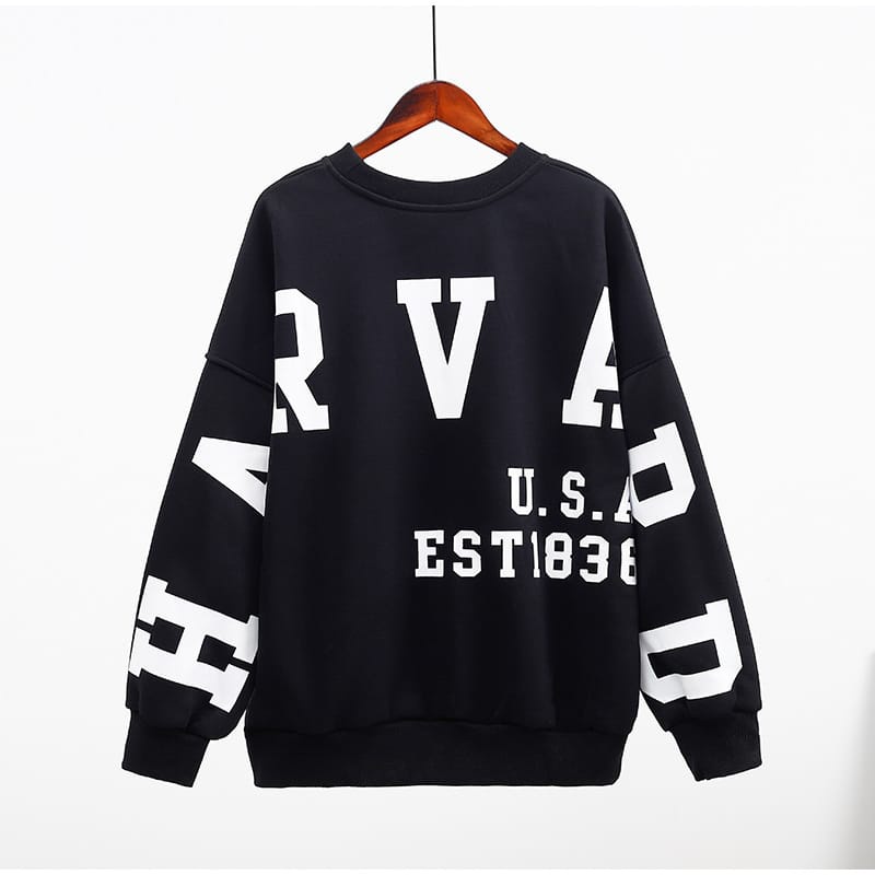 Harvard Sweater Matt Fleece Tebal Outerwear Sweter Oversize All Size Fit To XL Besar OOTD Korean Style Premium