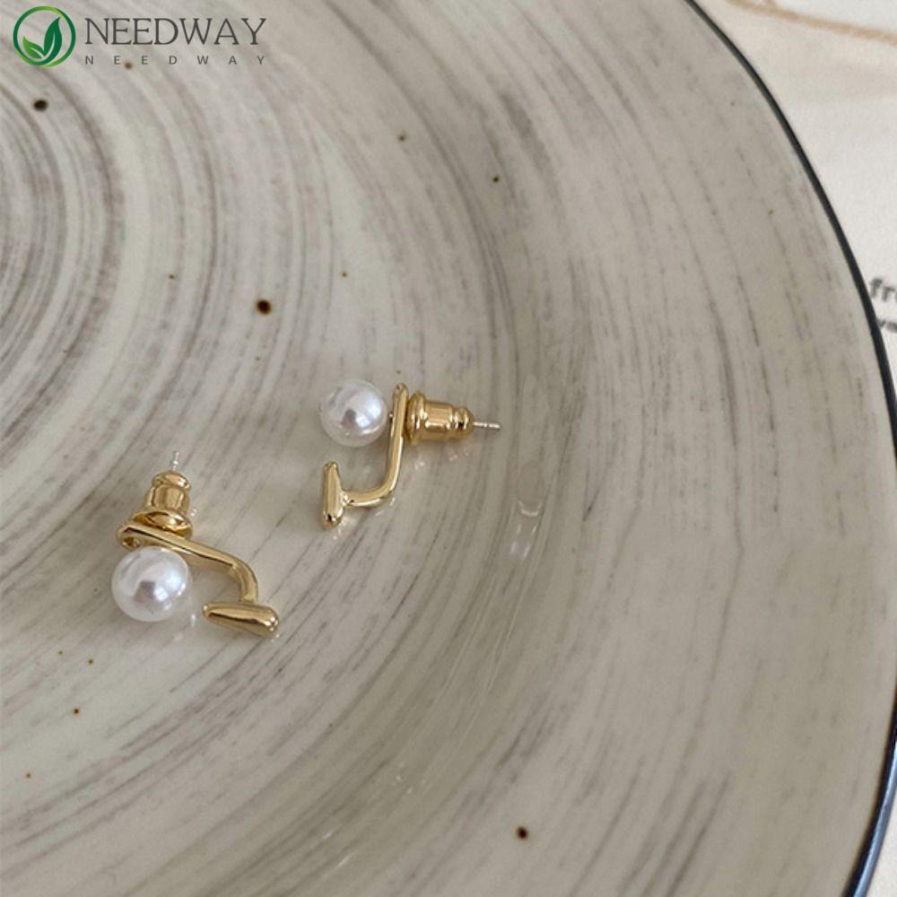 Needway Wanita Anting Trendi Pesta Perhiasan Mewah Fashion Geometris Ceative Pearl Ear Stud