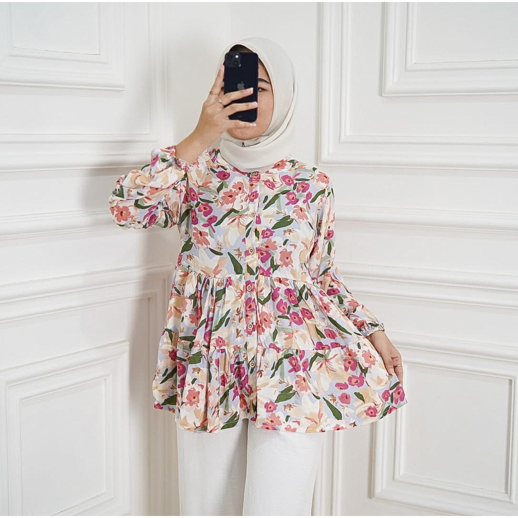 BEFAST - ZFS OOTD WANITA BLOUSE XEYNA / LIMITED AIKO PREMIUM RAYON / Blouse Wanita Terbaru / Fashion kekinian remaja ABG Trendy / Atasan Lengan Panjang Wanita / Outfit Daily Wanita Hijab / Blouse Motif flower