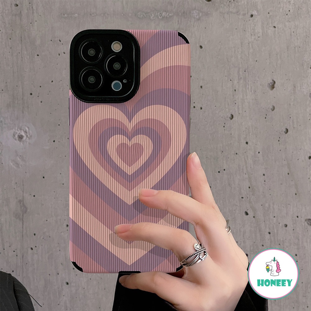 Casing Ponsel Cinta Gradasi Ungu Fashion Untuk iPhone 14 Pro Max13 12 11 Pro Max XR X XS Max 7 8Plus Garis Warna-Warni Penutup Belakang