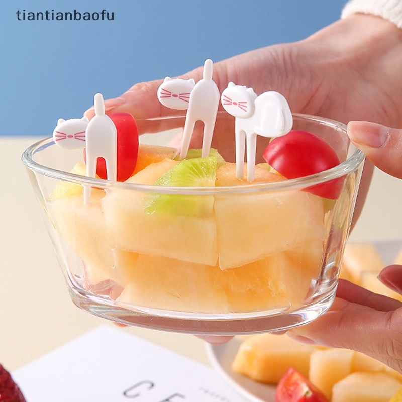 [tiantianbaofu] 6pcs Mini Anak Hewan Makanan Buah Picks Garpu Kotak Makan Aksesori Dekorasi Alat Butik