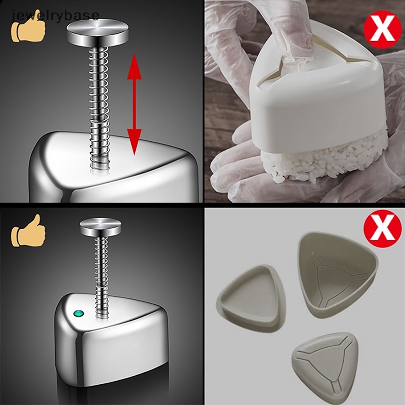 [jewelrybase] Cetakan Pembuat Onigiri Segitiga Cetakan Onigiri Mould304Stainless Steel Rice Ball Mold Anti Lengket Cetakan Sushi Segitiga DIY Alat Cetakan Onigiri Portable Rice Ball Mold Butik