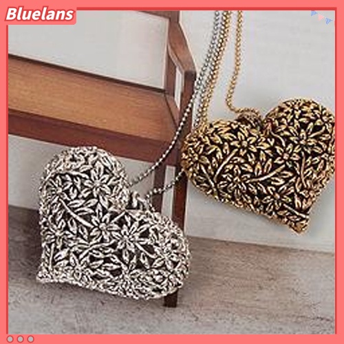 [BLS] Perhiasan Fashion Wanita Berongga Pernyataan Hati Bib Liontin Rantai Choker Kalung