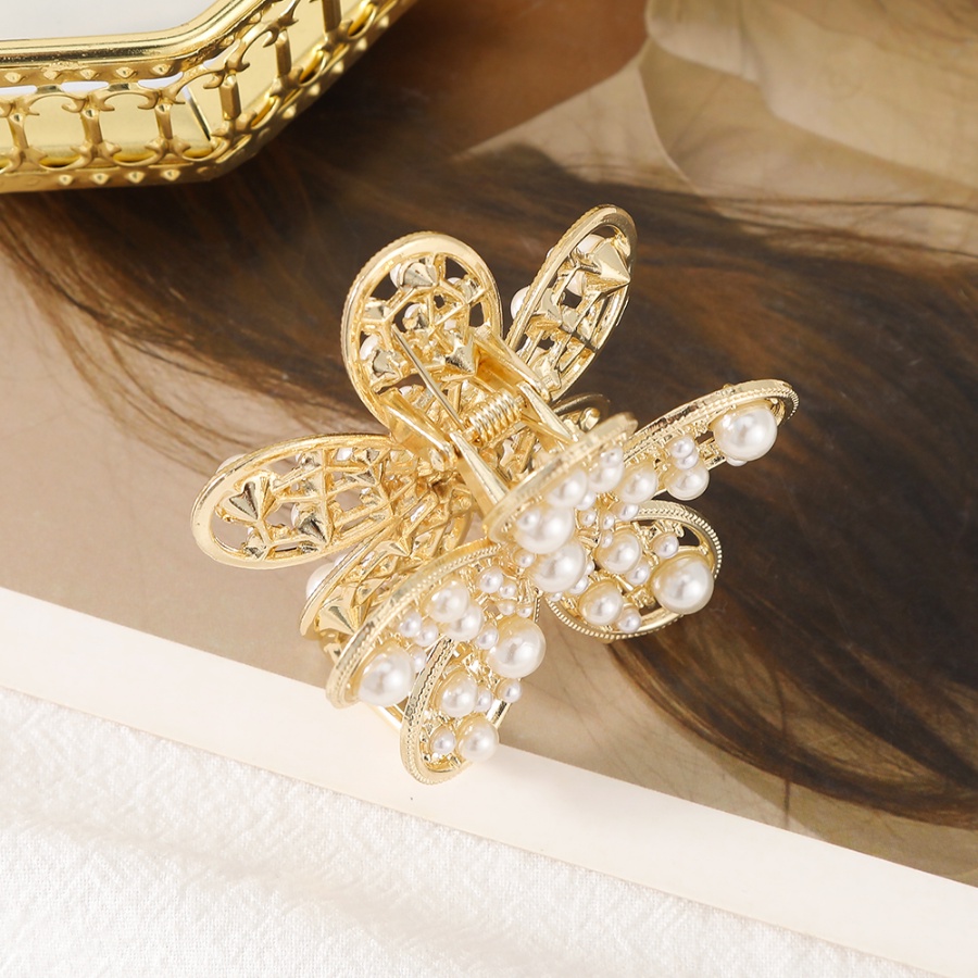 Korea Alloy Berlian Imitasi Bunga Rambut Klip Rambut Cakar Kristal Mutiara Jepit Rambut Ponytail Holder Woman Hair Accessories