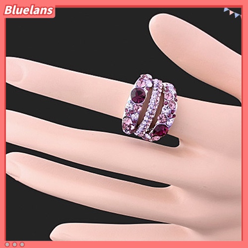 [BLS] Cincin Cubic Zirconia Wanita Paduan Band Berlian Imitasi Kristal Perhiasan Hadiah Mempesona