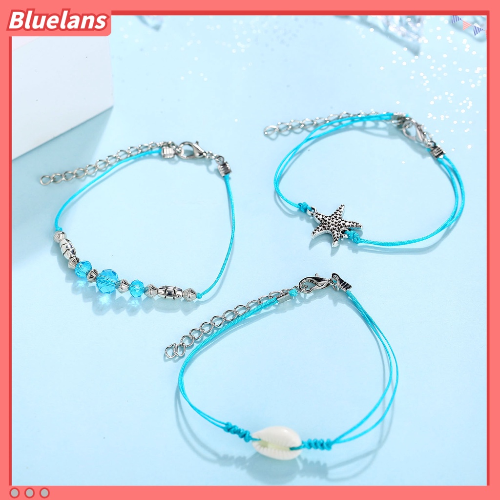 [BLS] 2 Pcs/3 Pcs Bintang Laut Multilayer Wanita Gelang Kaki Retro Manik-Manik Shell Sea Turtle Anklets Foot Jewelry