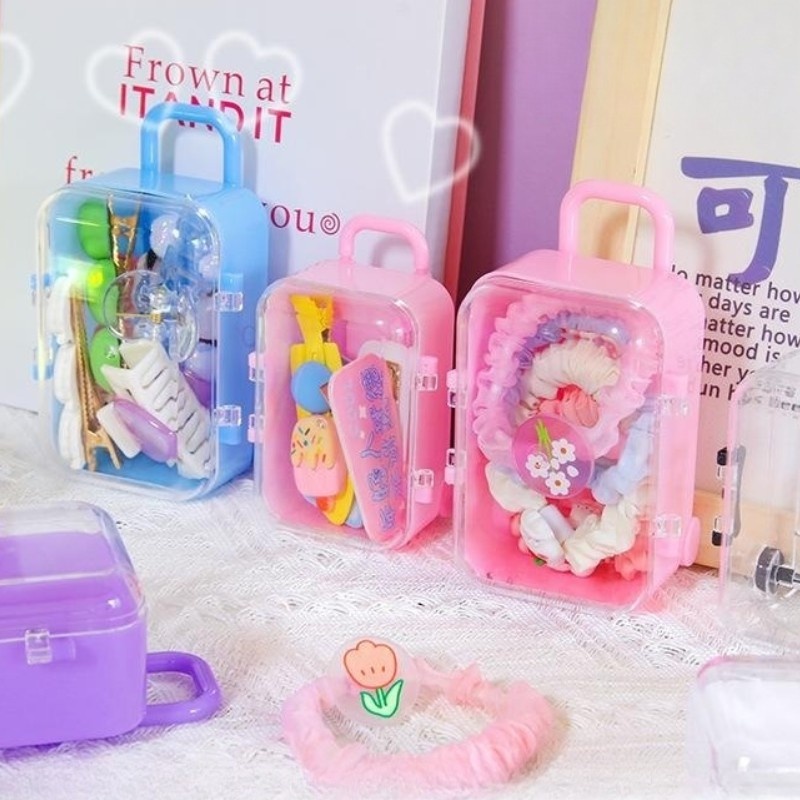 Mini Roller Travel Suitcase Candy Box/ Kepribadian Kreatif Pernikahan Kasus Plastik/ Bagasi Troli Mainan Kecil Storage Box Organizer