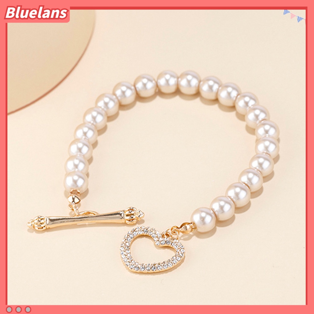 [BLS] Gelang Manik-Manik Indah Adjustable Glossy INS Manis Berlian Imitasi Bulat Gelang Mutiara Imitasi Untuk Pakaian Sehari-Hari