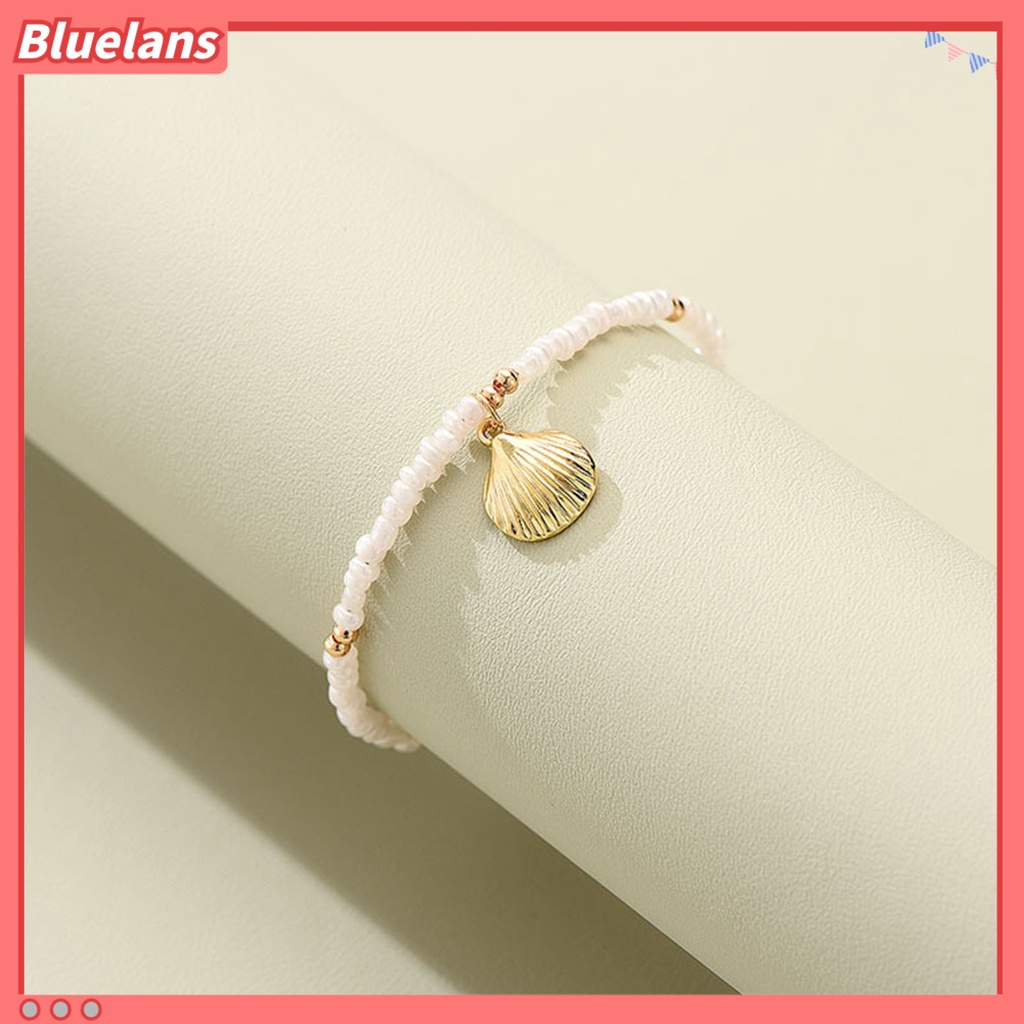 [BLS] Wanita Gelang Kaki Kerang Liontin Temperamen Elegan Adjustable Dipanjangkan Rantai Dekoratif Hadiah Mutiara Imitasi Musim Panas Pantai Barefoot Gelang Kaki Perhiasan