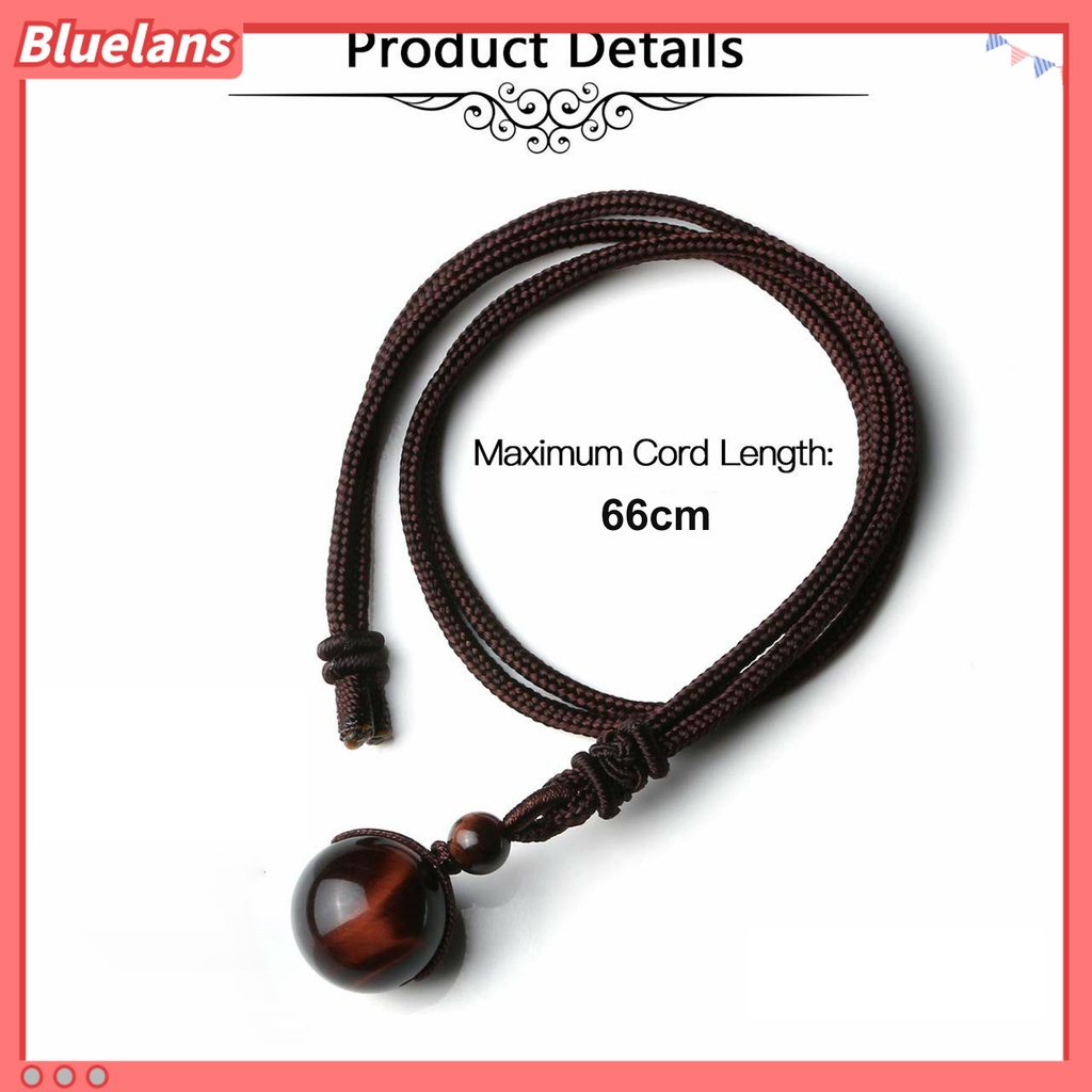 [BLS] Tali Rantai Geometris Buatan Tangan Adjustable Tali Nilon Batu Alam Tergantung Leher Dekorasi Finishing Terang Tiger Eye Batu Beruntung Kalung Perhiasan Aksesori