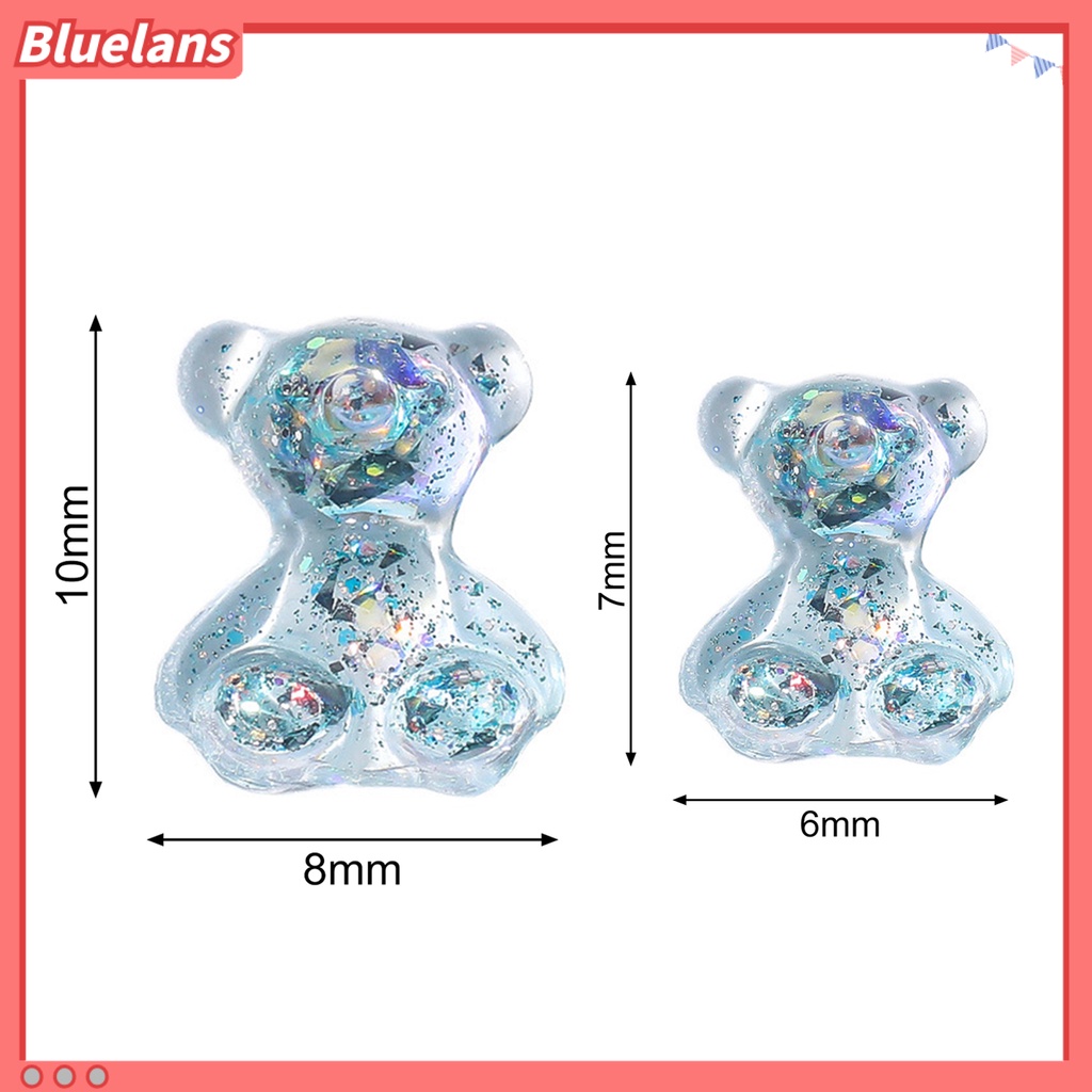 [BLM] Stiker Sequin Nail Art Resin Motif Beruang Berkilau Untuk DIY