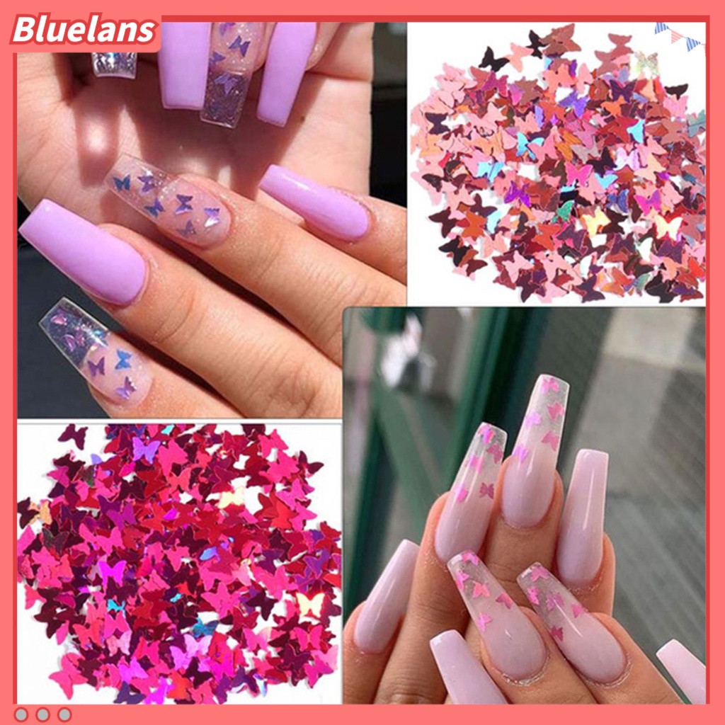 [BLM] Butterfly Hologram Flakes Nail Glitter Sequin Dekorasi Manicure Tips Slice