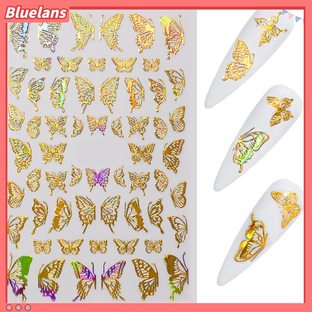 [BLM] 1lembar Manicure Decal Ringan Tidak Berbahaya Halus Butterfly Nail Art Transfer Sticker Untuk Wanita