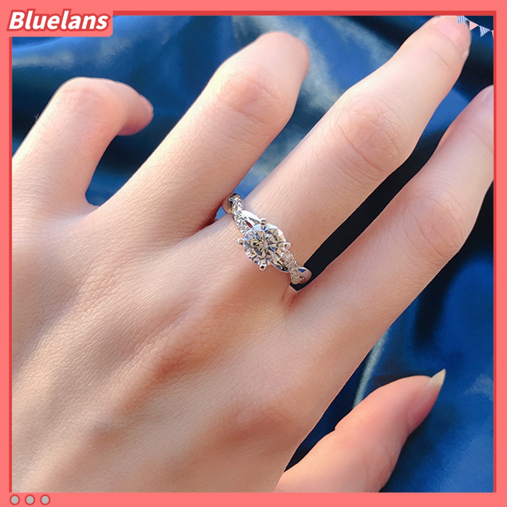 [BLS] Cincin Kawin Memutar Berkilau High-end Besar Berlian Imitasi Knuckle Circlet Perhiasan Perempuan