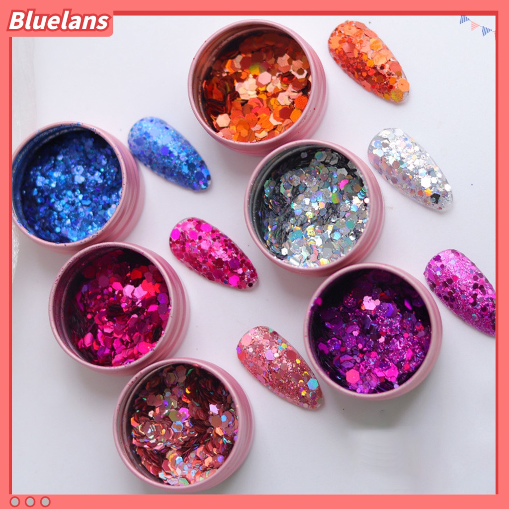 [BLM] Nail Art Payet Gaya Hexagon Reflektif Ultra Tipis Nail Sequin Glitter Hiasan Charms Untuk Manicure