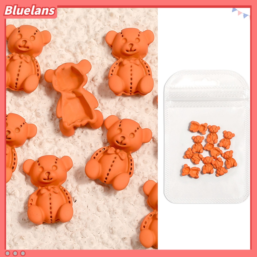 [BLM] 10pcs /Set Hiasan Kuku Permukaan Buram Efek 3D Ringan Lucu Kartun Beruang Nail Art Dekorasi Untuk Perempuan