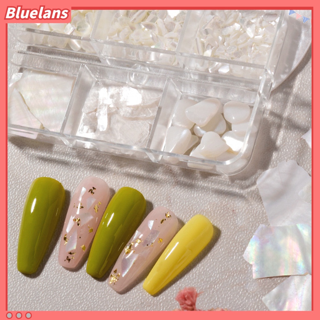 [BLM] 1kotak Shell Hiasan Kuku Warna-Warni Abalone Tidak Teratur Payet Slice Tipis Pesona Kuku 3D Nail Art Dekorasi Untuk Desain Kuku