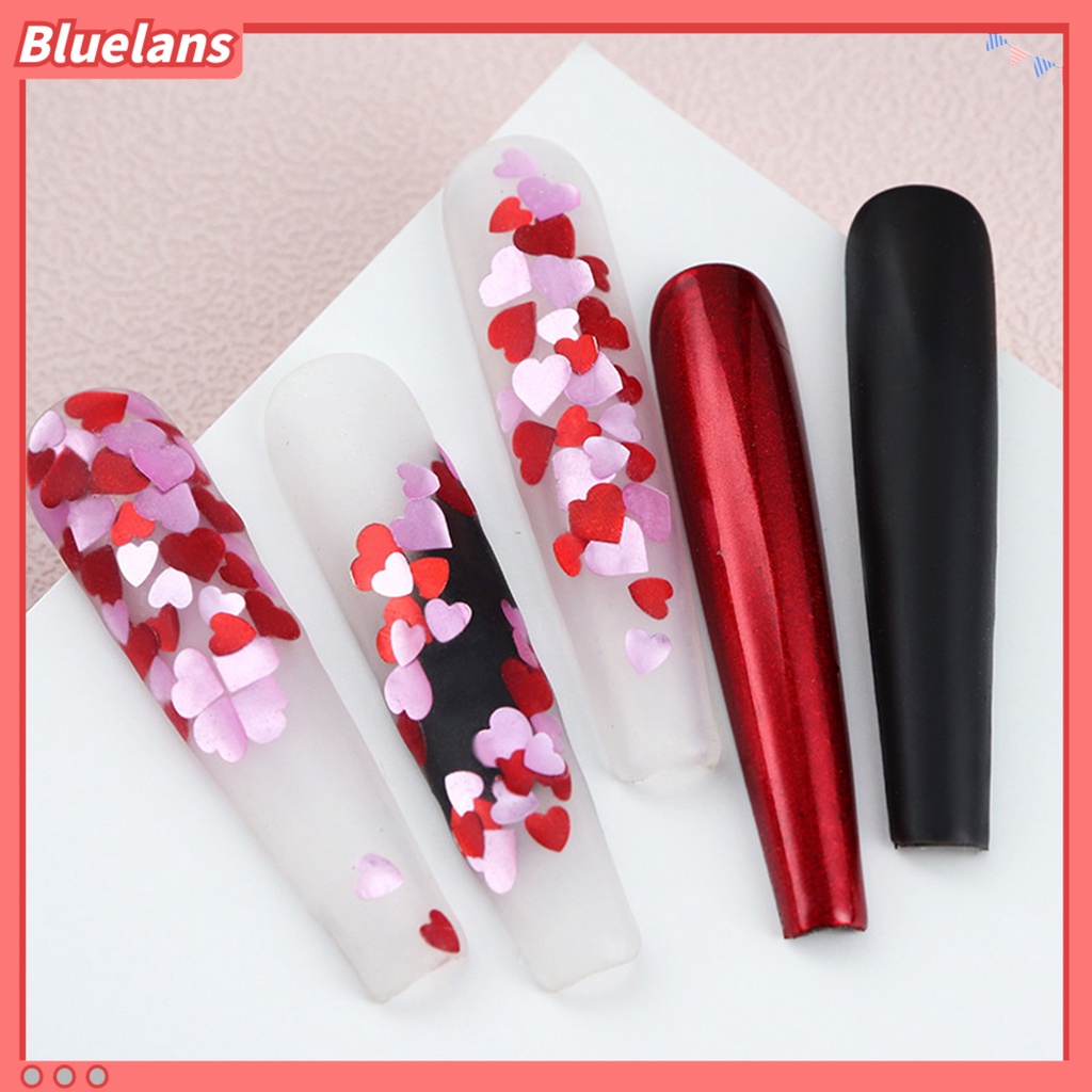 [BLM] 1kotak Nail Art Sequin Shining Light-Reflective Sparkling DIY Efek Visual Memukau 6kisi Hari Valentine Berbentuk Hati Kuku Glitter Aksesoris Kuku