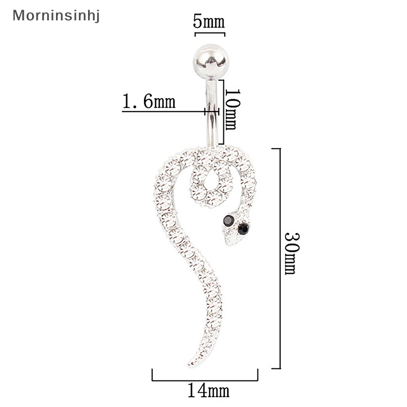 Mornin Bentuk Ular Stainless Steel Belly Button Rings Sexy Pusar Cincin Kristal Berlian Tujuan Tubuh Perhiasan Pusar s id