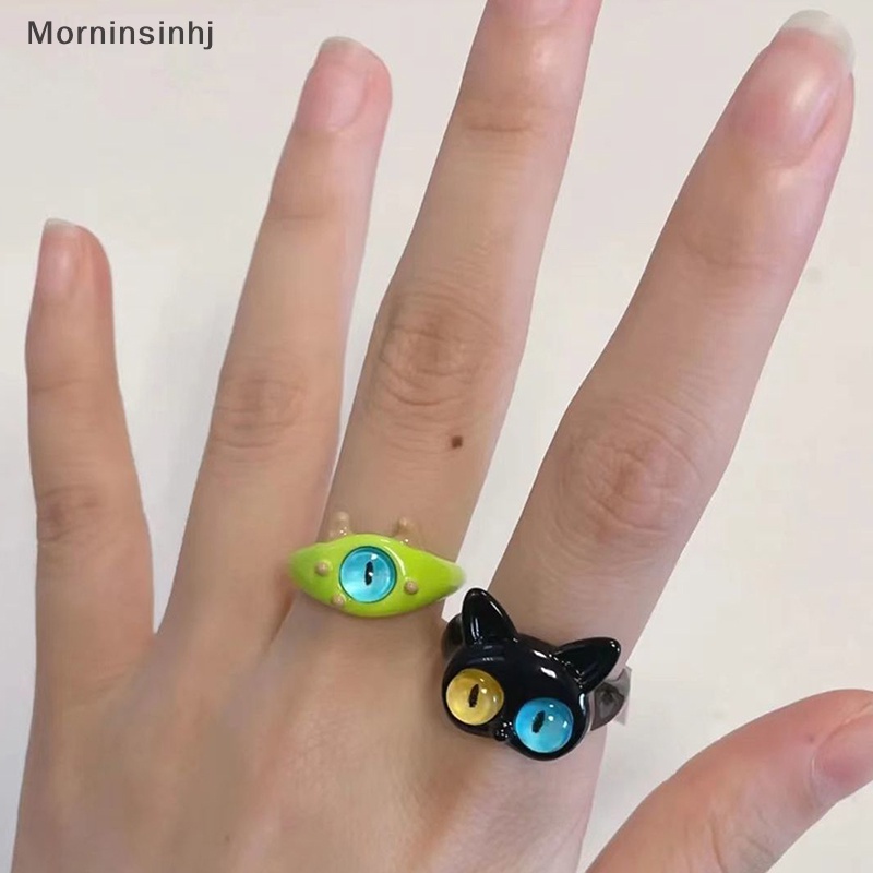 Mornin Mode Baru Hitam Kucing Monster Cincin Untuk Wanita Lucu Mata Besar Kartun Pasangan Rings Pernikahan Jari Perhiasan Manis Aksesoris id