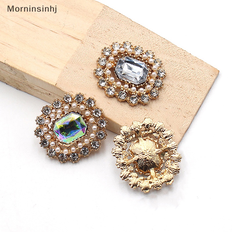 Mornin 2Pcs Alloy Mahkota Snap Berlian Imitasi Flatback Buttons Perhiasan Untuk Pakaian Pernikahan Jahit DIY Gelang Kalung Aksesoris Dekoratif id