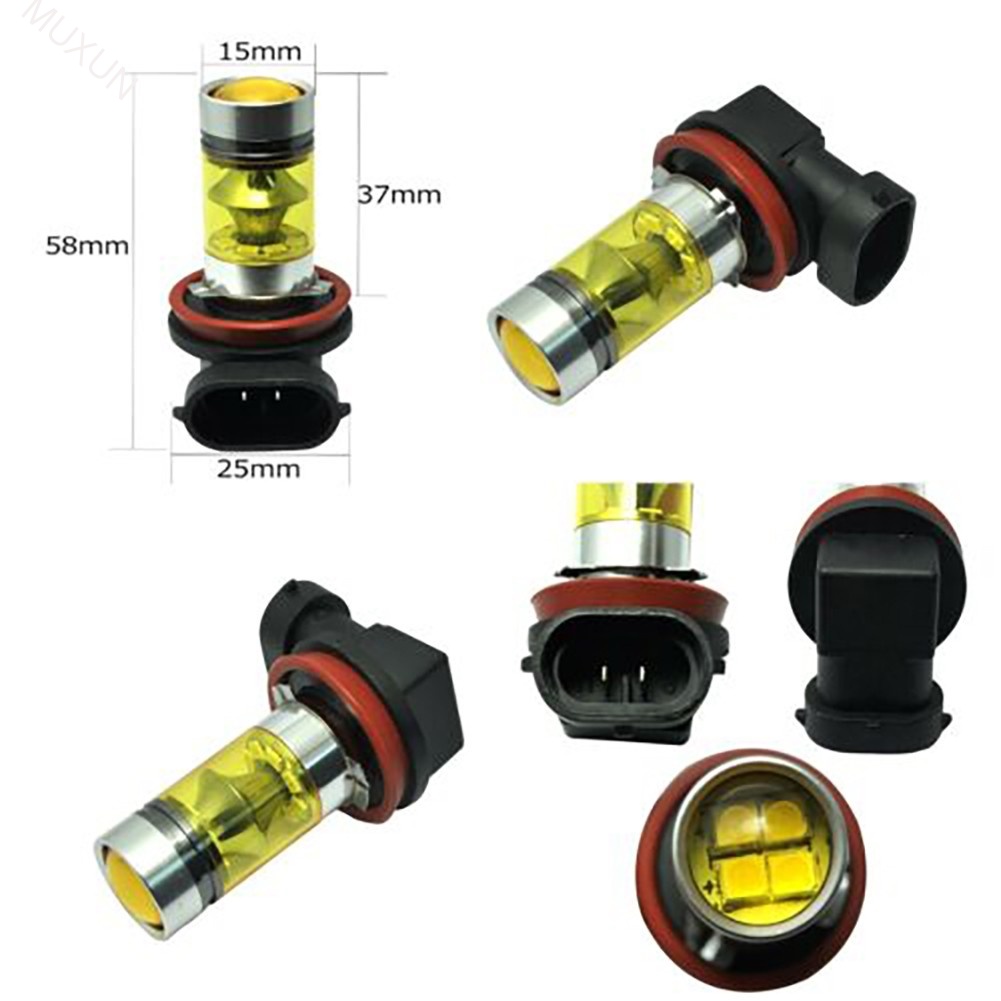 SEPASANG 2pcs mobil led Lampu Kabut Led H11 H8 4300K 100W 1500LM Super Terang Warna Kuning PUITH