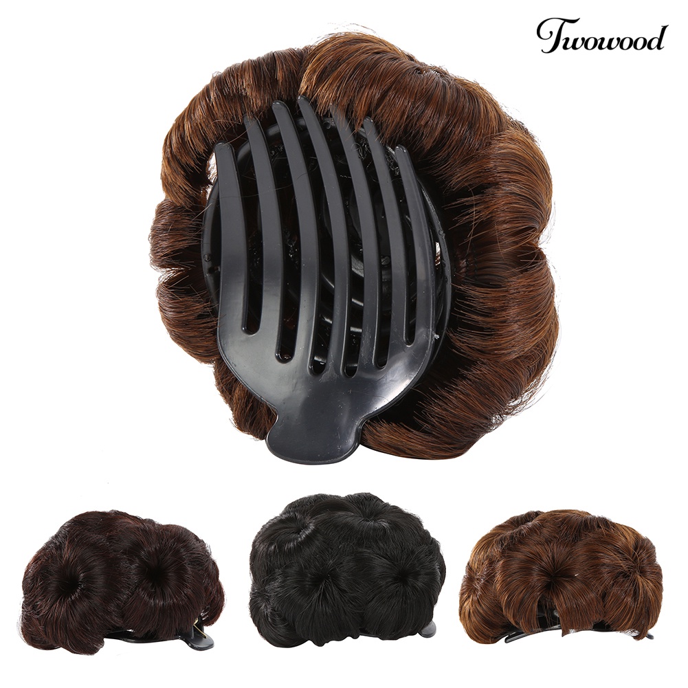 Twowood Wavy Curly Synthetic Hair Bun Cover Sopak Klip Wig Scrunchie Rambut Ekstensi