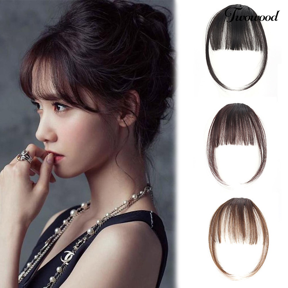 Twowood Wanita Fashion Mini Air Bangs Fringe Sintetis Rambut Palsu Ekstensi Hairpieces