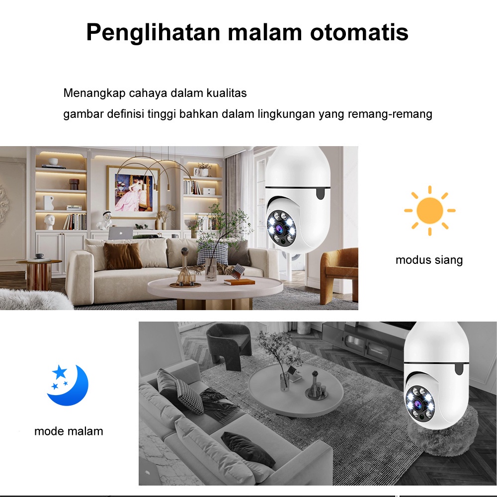 Night Vision 5MP V380 Pro CCTV Lampu Kamera CCTV Wifi Bohlam 360 Derajat PTZ Panoramic IP Camera CCTV Wireless V380