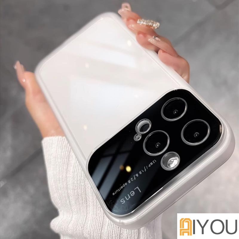IPHONE Casing Soft Phone Jendela Besar Warna Kontras Transparan Untuk Iphone14Plus13 12 11 Pro Max Lensa Kamera Clear Protection Cover