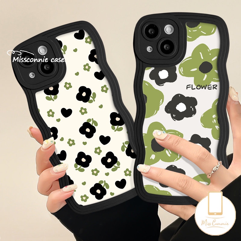 Casing Tpu Lembut Motif Bunga Tepi Bergelombang Untuk Redmi 9A 9T 12C 10 10A 10C A1 9 9C A1+POCO M3 X3 NFC Pro Redmi Note10 11 9s 8 9 Pro 11s 10s Mi 11T Pro Musim Panas Retro Bunga Segar Sarung