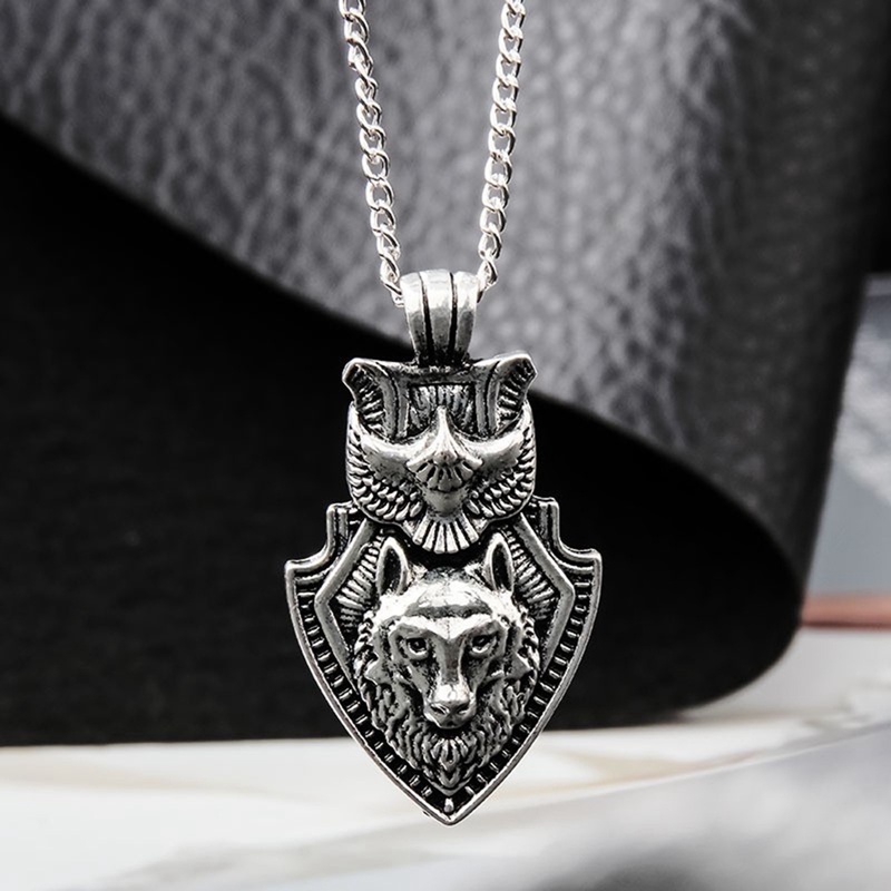 Pria Serigala Kepala Hip Hop Liontin Relief Stainless Steel Kalung Retro Serigala India Totem Hewan Liontin Jalan Hip Hop Pesta Pria Kalung