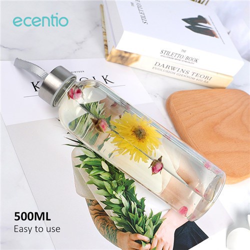 ecentio botol minum /500ml bening water Botol plastik Lanyard Botol Air Sederhana