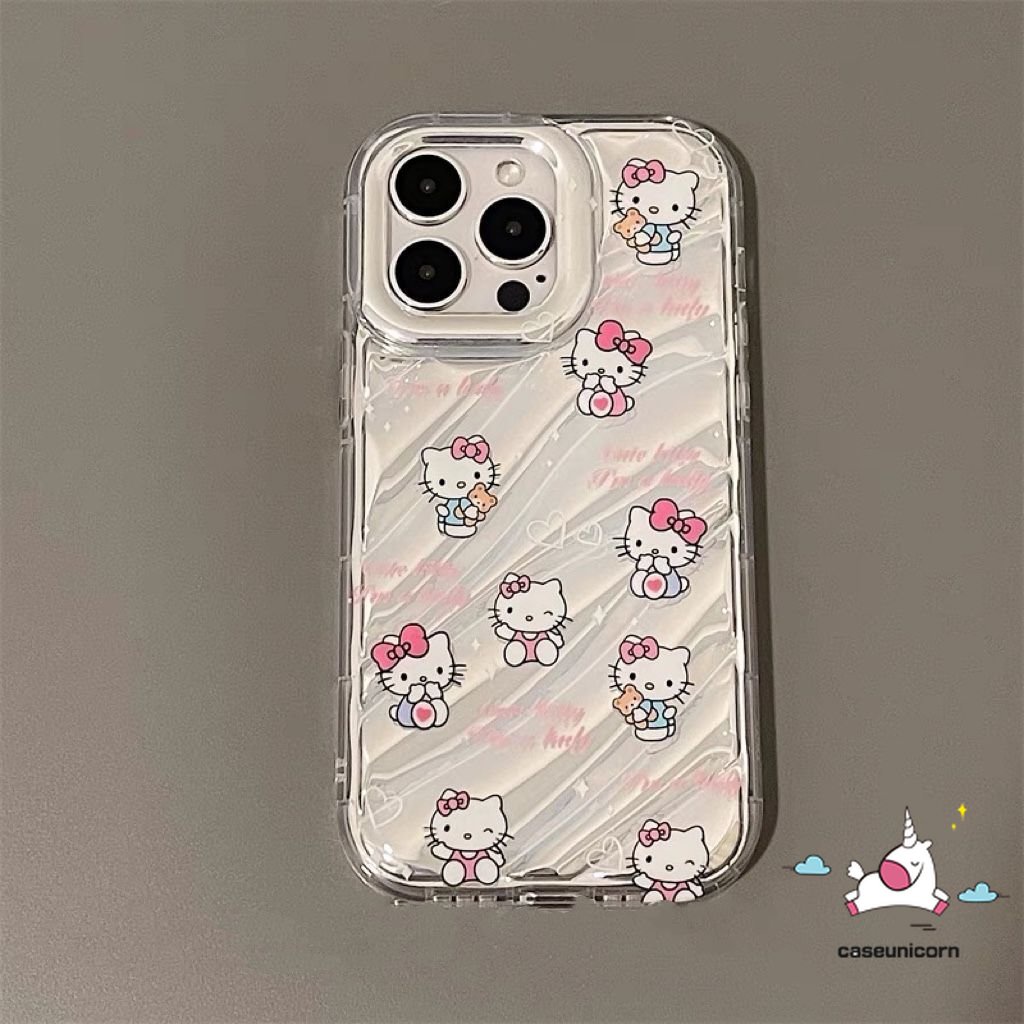 IPHONE Kartun Lucu Hello Kitty Case Kompatibel Untuk Iphone13 11 14 12 Pro MAX XR 7Plus 6 8 6S Plus X XS MAX SE 2020 3D Stereo Korgasi Kreatif Vintage Angka keypad Kartu Warna Case