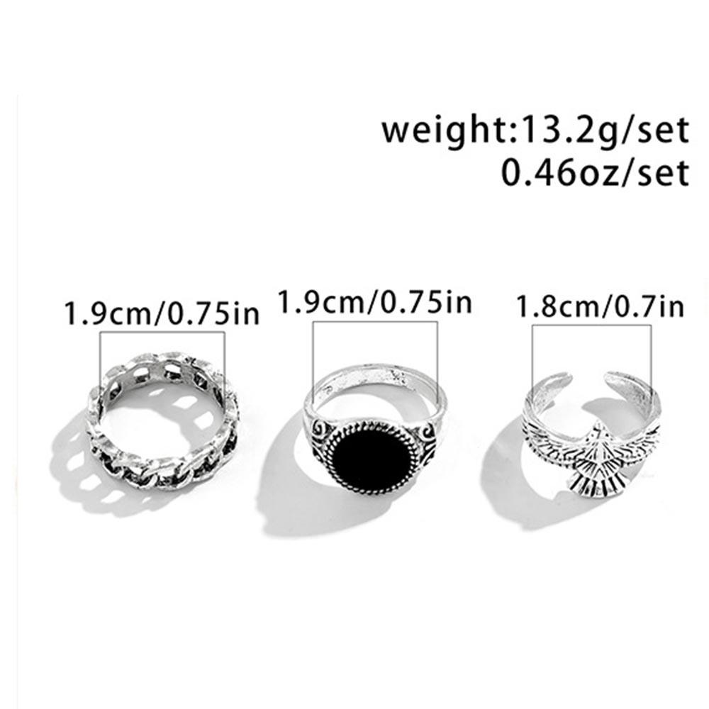 Mxbeauty Hollow Rantai Cincin Set Pasangan Perhiasan Kesederhanaan Hadiah Pacar Kreatif Gothic Punk Hip Hop Perhiasan Vintage Pria Alloy Rings