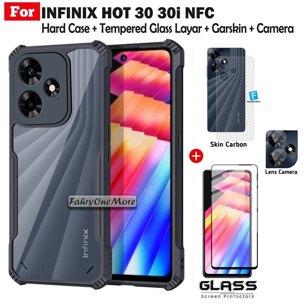 PROMO 4in1 Case Infinix Hot 30 30i NFC Shockproof Fusion Free Anti Gores Layar Camera Dan Garskin Handphone Warna