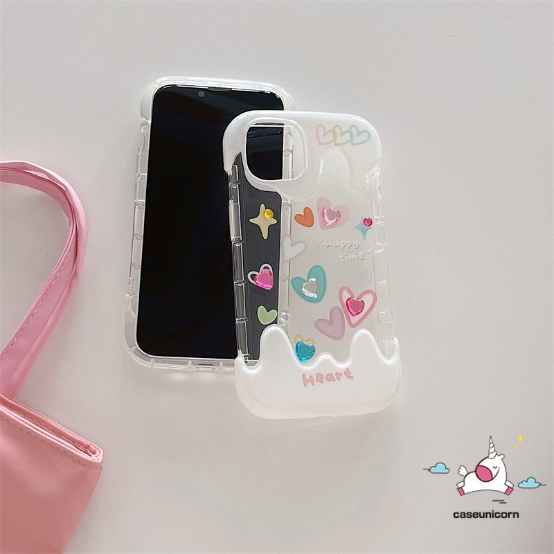 IPHONE Kartun Cinta Hati Doodle Case Kompatibel Untuk Iphone11 13 XR 12 14 Pro Max 7Plus X 7 8 Plus XS Max SE 2020lucu Piggy Toy Story Buzz Lightyear Tpu Lembut 3D Warna Ice Cream Cover