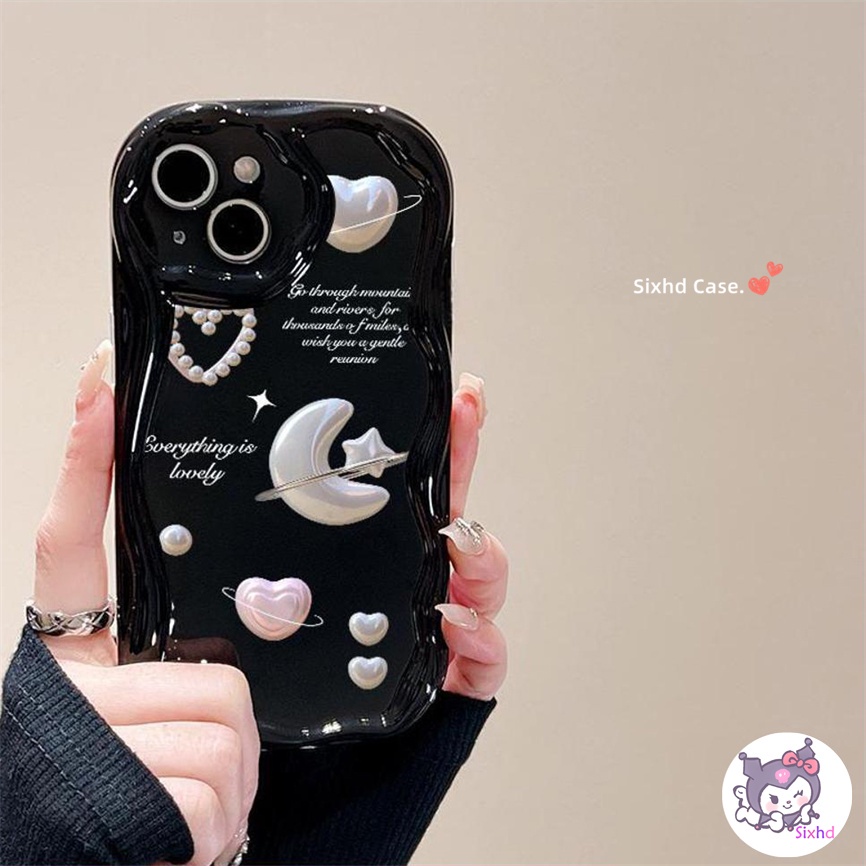 Samsung A14 A04e A12 A13 A24 A23 A22 A33 A50 A50s A30s A53 A54 A51 A52 A03s A02s A04 M12 M22 Fashion Ins Love Moon 3D Curved Edge Wave Glossy Phone Case Soft Cover