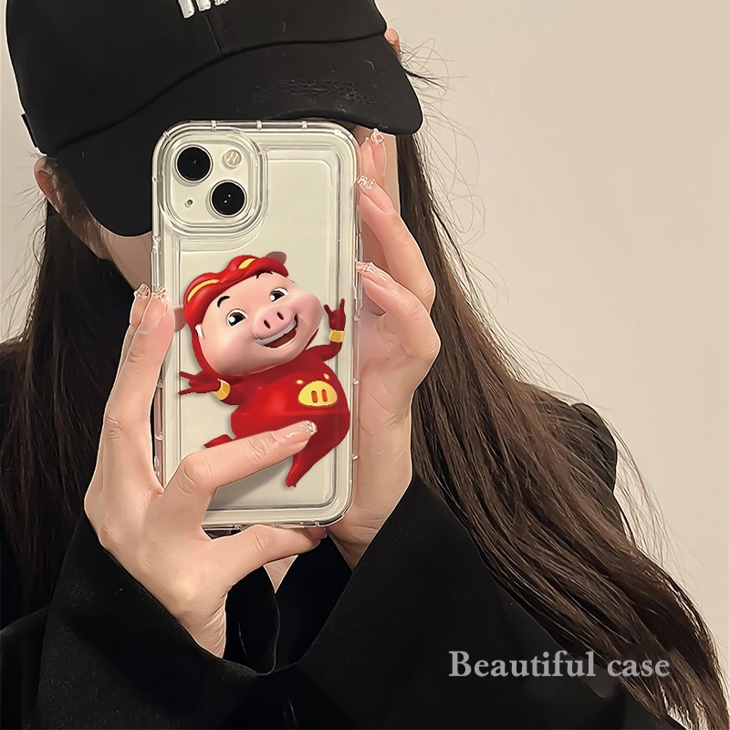 IPHONE Happy Couple Pigs Case Kompatibel Untuk Iphone14 13 11 12 Pro XS Max X Xr7 +8 Plus Casing Ponsel Silikon Lembut TPU Shockproof Cover