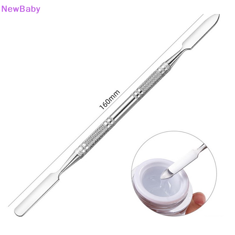 Newbaby Spatula Kepala Ganda Stainless Steel Mixing Stick Foundation Pencampuran Alat Make Up ID